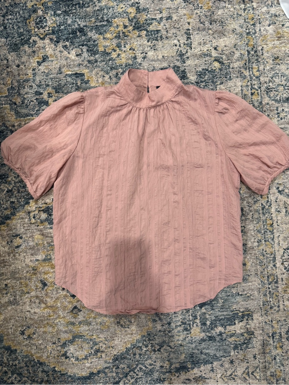 Ana Taylor Women's Blush Pink Short-Sleeve Mock Neck Shirt